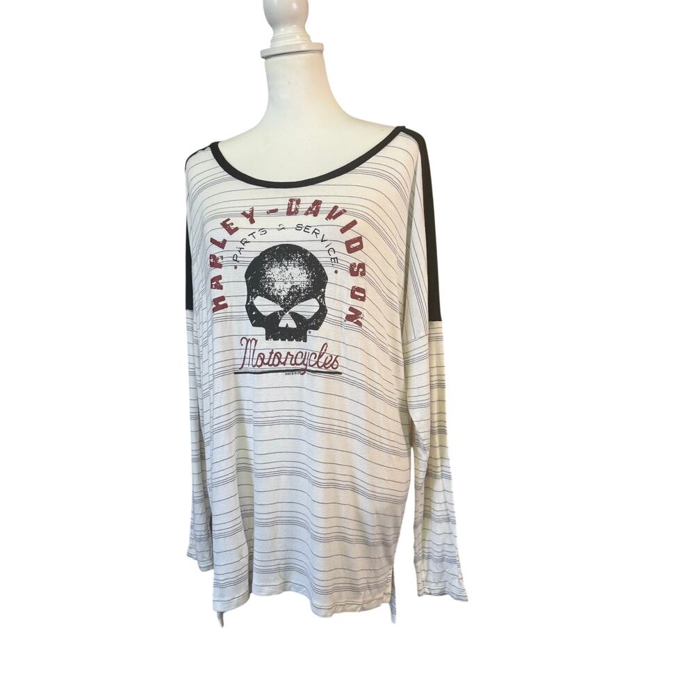 Harley davidson long sleeve striped lightweight tee womens xl